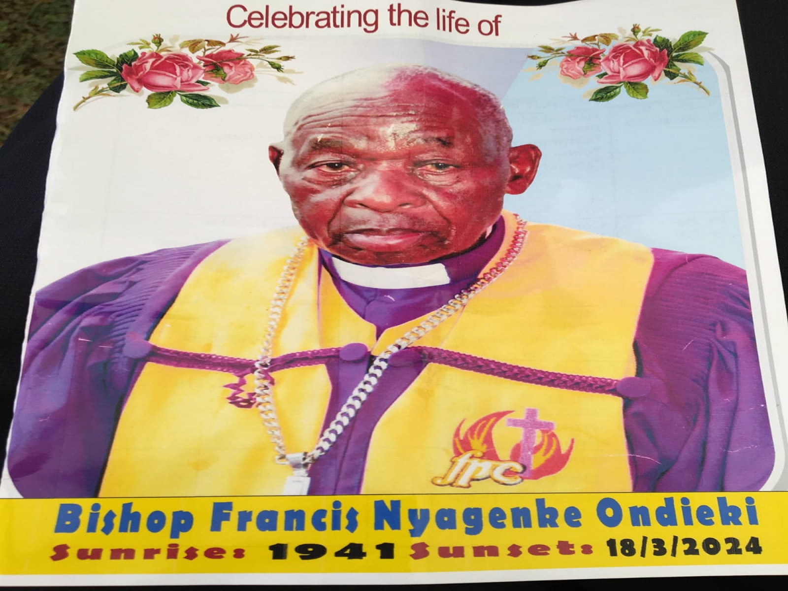Read more about the article FPFK Church bids farewell to Bishop Nyagenke, aka “Human Being”, who refused to retire at 70 but chose to serve God till his eyes could not see anymore